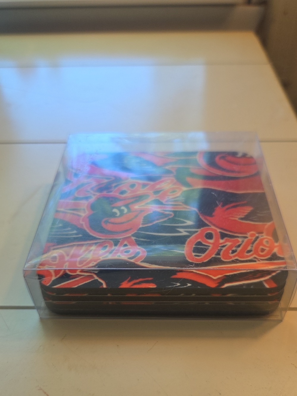 Baltimore Orioles Coaster Set - Black & Orange Logo Design